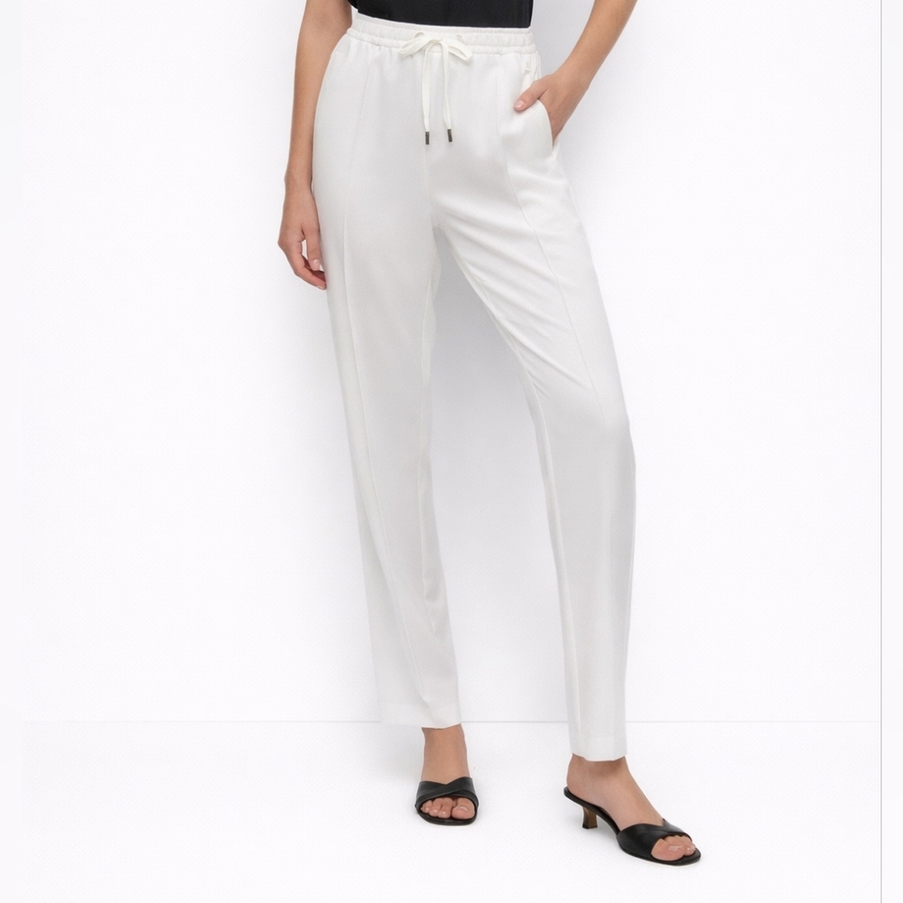 DKNY Cream Drawstring Wide-Leg Pants